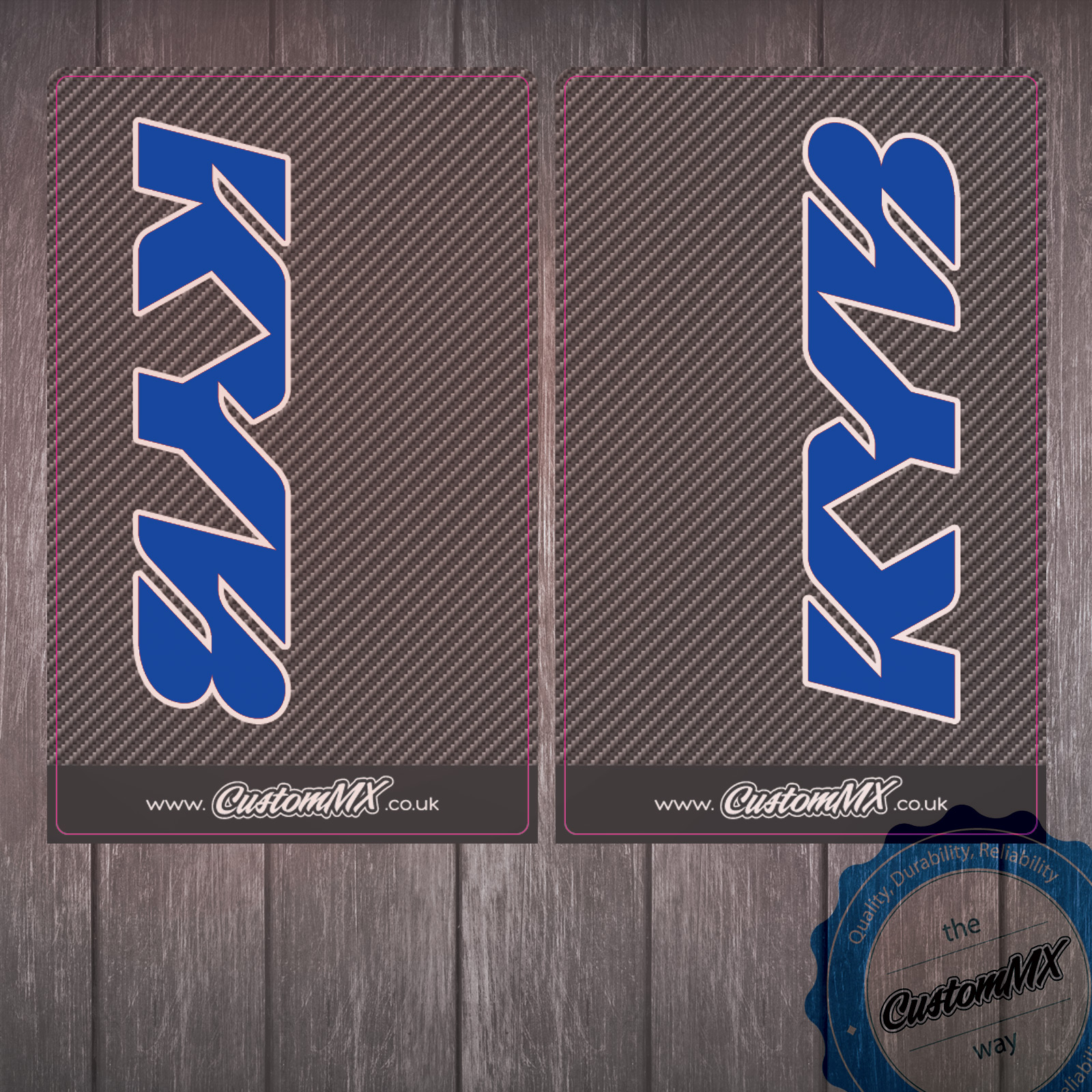 KYB Blue Upper Fork Decals (Carbon) Custom MX The Home Of Semi