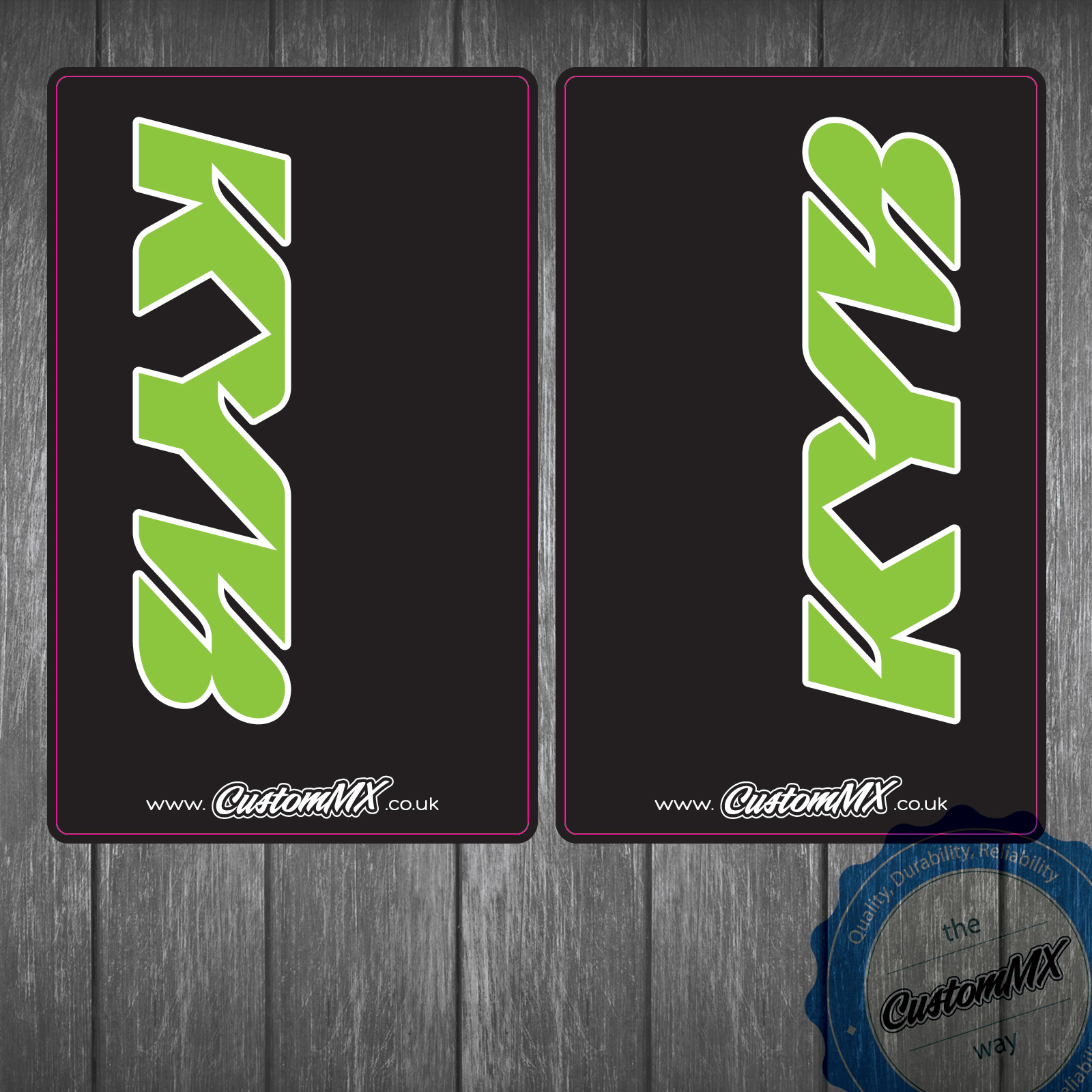 KYB Green Upper Fork Decals (Black) Custom MX The Home Of Semi