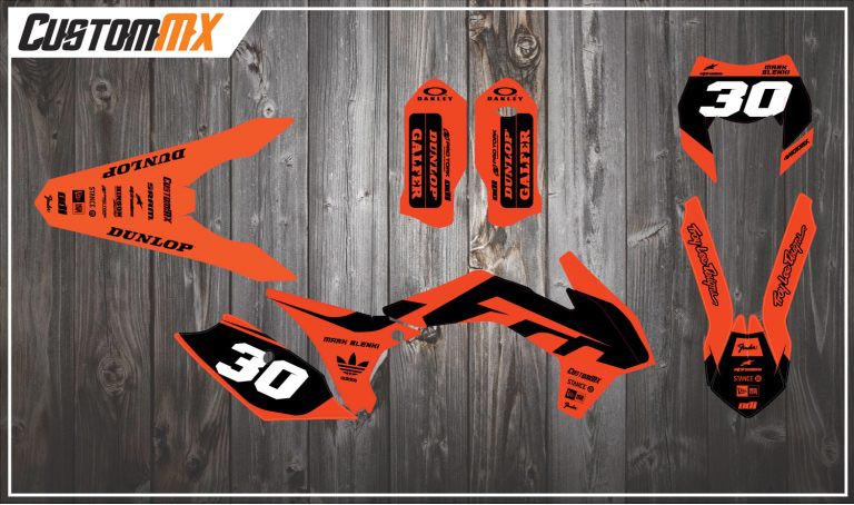 ‘FACTORY’ FLUORESCENT ORANGE SERIES – KTM SX/SXF Graphics Kit – Custom
