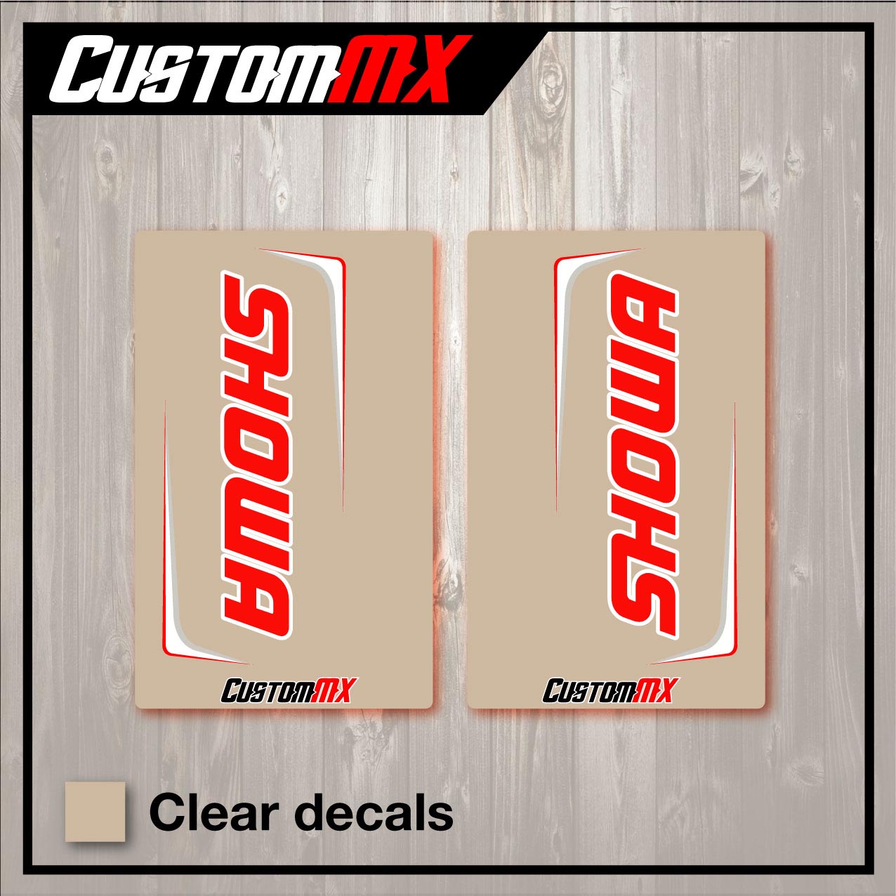 SHOWA SUSPENSION CLEAR UPPER FORK DECALS MOTOCROSS GRAPHICS MX GRAPHICS 